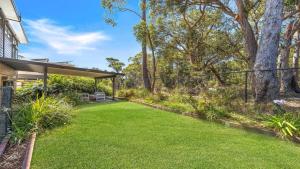 une cour ouverte avec de l'herbe et des arbres dans l'établissement Mountain Breeze, à Umina 13 autres photos