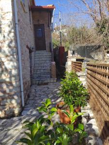 a house with some plants in front of a door at Kleitor Stone Villa-Peloponnese Getaway in Klitoria
