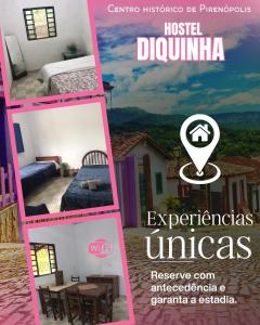 un collage di foto di una casa con una camera di Hostel Diquinha a Pirenópolis