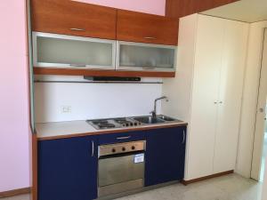 a small kitchen with a sink and a stove at Aparthotel Manfrè in Vedelago