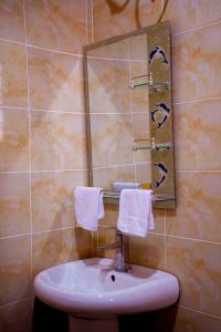 a bathroom with a sink and a mirror at Nafik Suites in Rayfield