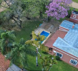 an overhead view of a house with a palm tree at La Gloria in Paso de la Patria