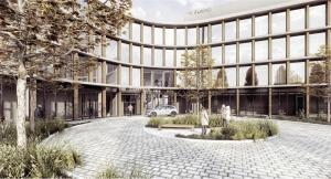 an artist rendering of the exterior of a building at The Clayfield, in the Unbound Collection by Hyatt in Niagara-on-the-Lake