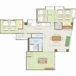 una planimetria di una casa di たびんちゅの宿 a Toyama