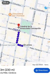 een kaart met een paarse stip erop bij Lumina Ste Presidencial in Cuenca