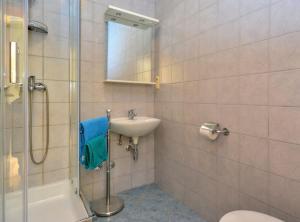 een badkamer met een wastafel, een toilet en een douche bij Sobe Melada in Trilj