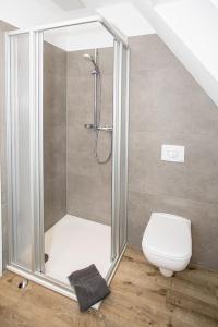 une salle de bains avec douche et toilettes dans l'établissement Klosterhof Aue W 7, à Bad Zwischenahn 9 autres photos