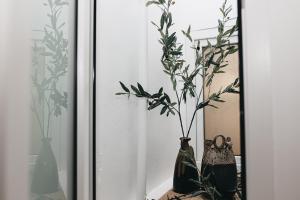 a mirror with two vases and a plant in it at Domus Mare in Peñíscola