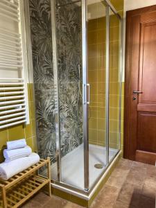 een douche met een glazen deur in een badkamer bij Il Casale Naturart in Lucciano
