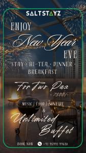 ein Flyer für eine Silvester-Dinnerparty in der Unterkunft Saltstayz Trinity - Chandigarh Mohali in Mohali
