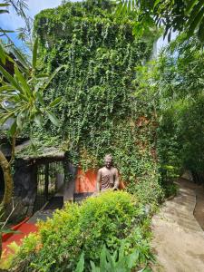 a man standing in front of a wall covered in plants at Tapovan Fruitopia in Sultan Bathery