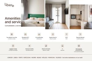 een pagina van een hotelkamerwebsite met een slaapkamer bij Líbere Bilbao La Vieja in Bilbao