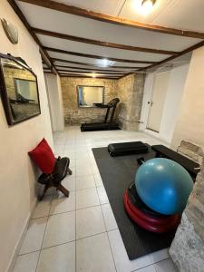Zimmer mit Fitnessraum in der Unterkunft La Bonne Auberge in Frayssinet