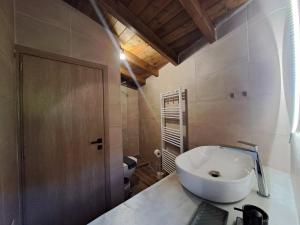 un bagno con lavandino e WC di Αυγήλιον - Private Mountain House a Synikia Mesi Trikalon Altre 4 foto