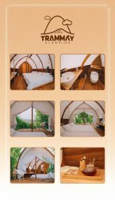een collage van vier foto's van een tent bij Trạm Mây Glamping in Da Lat