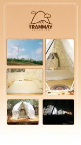 een collage van foto's van een tent met een windmolen bij Trạm Mây Glamping in Da Lat