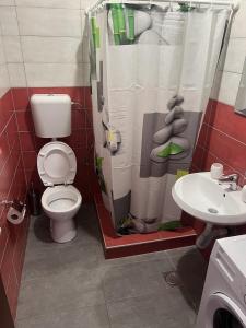 a bathroom with a toilet and a sink at Apartmani Marković in Tivat +20 photos