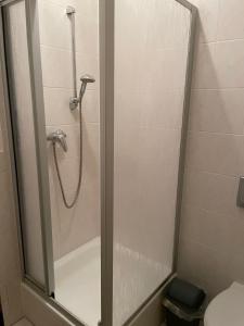e bagno con doccia e servizi igienici. di Cottbus Virchowstraße Zentrum a Cottbus
