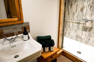 a bathroom with a sink and a shower at Eeyore's Place in Hythe +27 photos