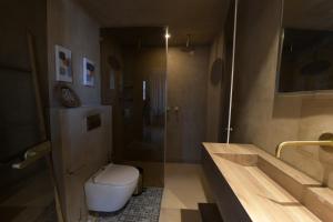 a bathroom with a toilet and a sink and a shower at Kohav Sea View Penthouse in Eilat +28 photos