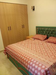 a bedroom with a bed and a large closet at Bahria town karachi Volka Guest House in Karachi