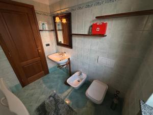 een badkamer met een wastafel en een toilet bij Fusero1 relax vero borgata fusero 20 giaveno in Coazze +12 foto's