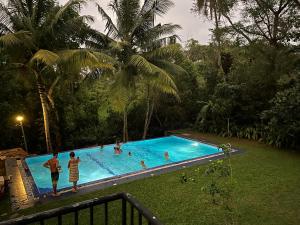 een groep mensen in een zwembad bij Chitra Ayurveda in Bentota