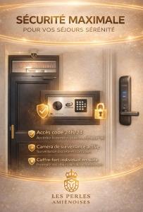 Une enseigne pour un micro-ondes à Seattle avec l'image d'un distributeur automatique. dans l'établissement Black Pearl Suite Luxe Centre-Ville Amiens à 200m de la Cathédrale, à Amiens