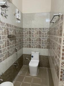 un bagno con wc e parete piastrellata di Atulyam villa near Lucknow junction a Lucknow