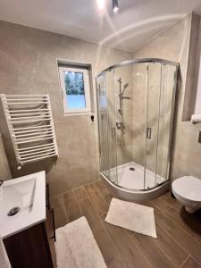Koupelna v ubytování Agroturystyka u Zosi
