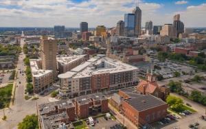 an aerial view of a large city with buildings at CozySuites at 747 Apts in Indianapolis