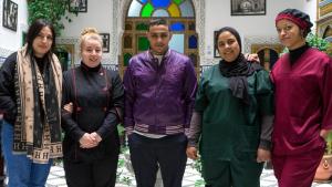 a group of people posing for a picture at Riad Green House in Fez