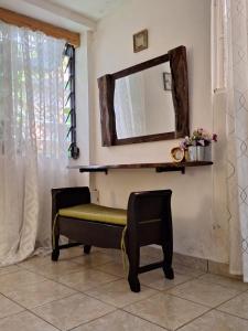 un miroir et une chaise dans une pièce dans l'établissement Apartamento Rústico, à Concepción de Ataco