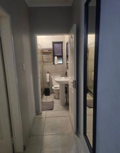 un bagno con un water e un lavandino di Peite Grounds Inn a Polokwane