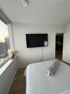 TV a/nebo společenská místnost v ubytování Luxury Downtown One Bedroom with Skyline Views and Free Parking