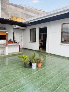 een patio met potplanten voor een huis bij Terraza 419 in Tarija