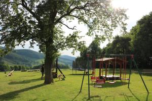 a swing set in a field with a tree at Obermerkenbergerhof in Hofstetten