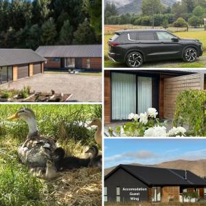 a collage of pictures of a car and a house at Athol Country Bed & Breakfast - Entire Guest Wing in Athol