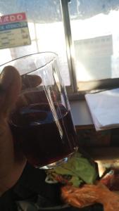 een persoon met een glas rode wijn bij La Posada in Neuquén