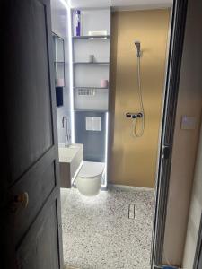a bathroom with a toilet and a sink and a shower at Dependance1 in Marignane +17 photos