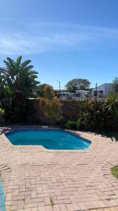 een klein blauw zwembad op een bakstenen terras bij Adventure House - Colchester - 5km from Elephant Park in Colchester