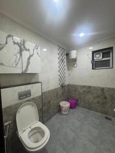 ein Bad mit WC in einem Zimmer in der Unterkunft Rosebank service Apartment in Arpora
