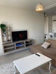 a living room with a couch and a tv at Flat in Samsun atakum in Atakum