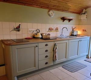 a kitchen with a counter top with appliances on it at The Haven in Trewen