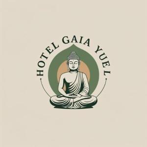 Een logo voor een meditatiecentrum met een man die in een cirkel zit. bij GaiaYuel in Thimphu