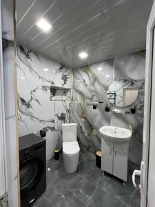 a bathroom with a toilet and a sink at Дома в Дилижане in Dilijan