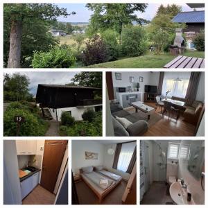 een collage van vier foto's van een huis bij Ferienwohnung Natalia in Thalfang