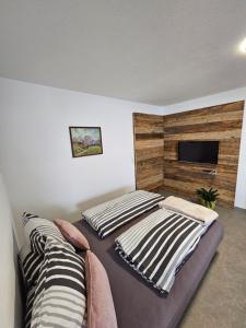 een slaapkamer met twee bedden en een flatscreen-tv bij Apartment Warscher in Ainet