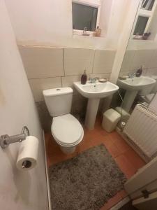 a bathroom with a toilet and a sink at Red Nest in Coventry