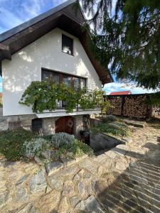 een huis met een raam en een stenen loopbrug bij Wine & Relax Mezi Sklepy in Valtrovice